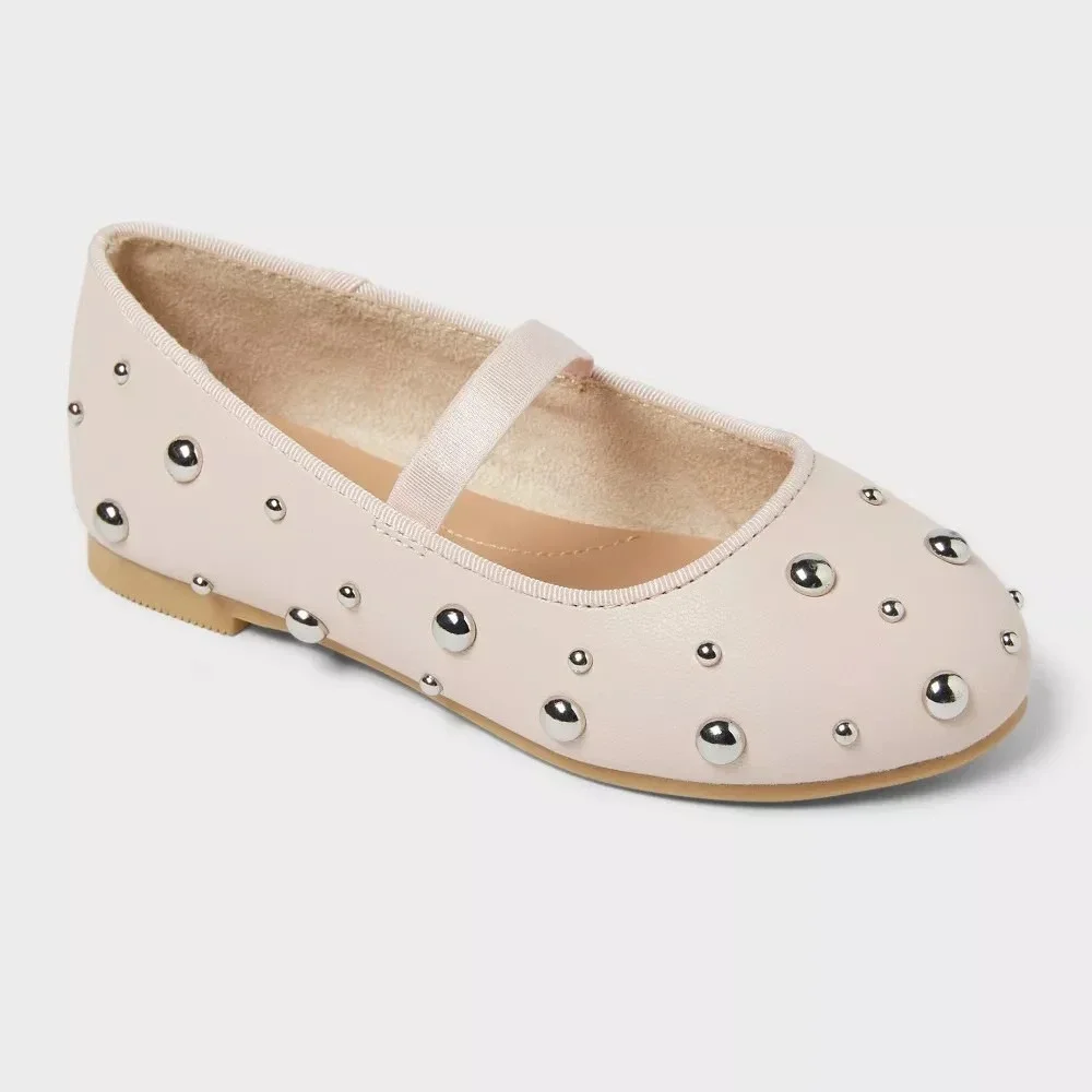 Cat & Jack Heather Stud Ballet Flats‎ Blush Toddler Size 5 New With Tags